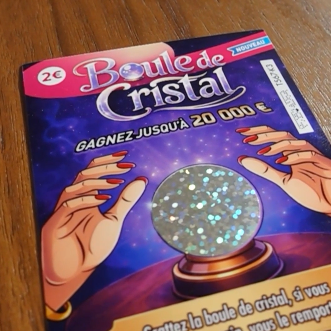 Carte annonce grossese à gratter Boule de Cristal, theme voyance, medium