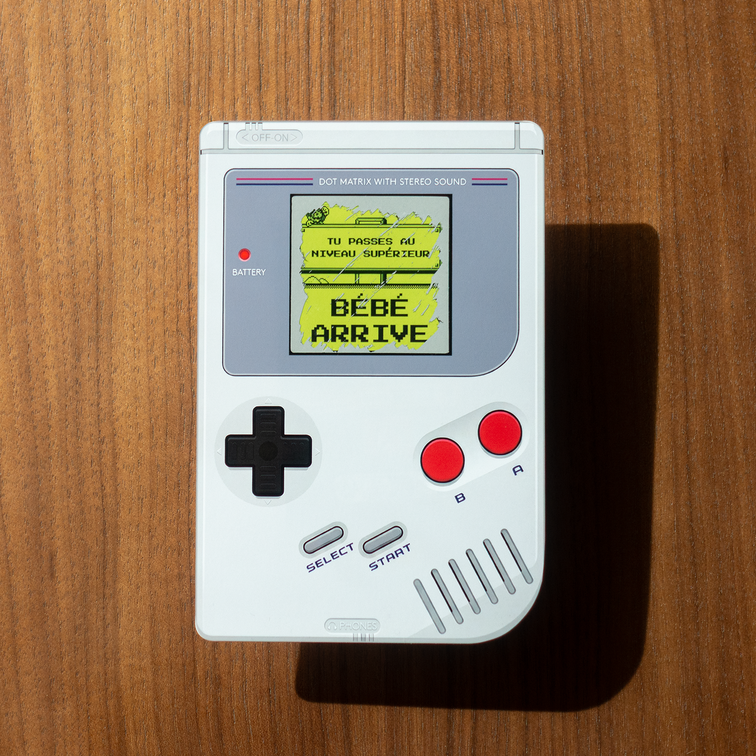 Carte annonce grossese à gratter Game Boy, theme retro gaming
