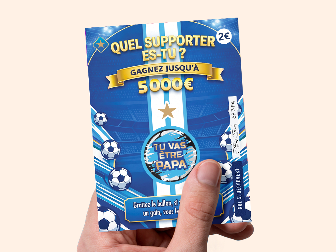 Carte annonce grossese à gratter Supporter Marseille, theme football, OM, sport